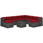 Vidaxl 11-delige Loungeset Pallet Met Kussens Massief Grenenhout - Rood