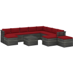 Vidaxl 12-delige Loungeset Met Kussens Pallet Massief Grenenhout - Rood