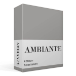 AMBIANTE Cotton Uni Hoeslaken - 100% Katoen - Lits-jumeaux (200x210/220 Cm) - Grey - Grijs