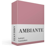 AMBIANTE Cotton Uni Hoeslaken - 100% Katoen - Lits-jumeaux (200x200 Cm) - Pink - Roze