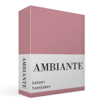 AMBIANTE Cotton Uni Hoeslaken - 100% Katoen - Lits-jumeaux (200x210/220 Cm) - Pink - Roze