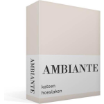 AMBIANTE Cotton Uni Hoeslaken - 100% Katoen - Lits-jumeaux (200x210/220 Cm) - Sand - Geel
