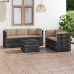 Vidaxl 6-delige Loungeset Met Kussens Pallet Massief Grenenhout - Beige