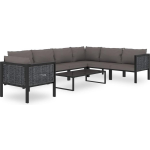 Vidaxl 8-delige Loungeset Met Kussens Poly Rattan Antraciet - Grijs