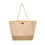 Antonio World Fashion Strandtas Palmbladeren 37 X 39 Cm - Strandshoppers/boodschappentassen Van Linnen - Geel