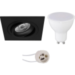 BES LED Led Spot Set - Pragmi Borny Pro - Gu10 Fitting - Inbouw Vierkant - Mat - 4w - Helder/koud Wit 6400k - Kantelbaar - - Zwart