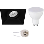 BES LED Led Spot Set - Aigi - Pragmi Nivas Pro - Gu10 Fitting - Inbouw Vierkant - Mat - 8w - Helder/koud Wit 6400k - - Zwart