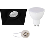 BES LED Led Spot Set - Pragmi Nivas Pro - Gu10 Fitting - Dimbaar - Inbouw Vierkant - Mat - 6w - Warm Wit 3000k - Trimless - Zwart