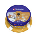 Verbatim DVD-R Wide Inkjet Printable ID Brand 4.7GB 16x Pack 25 - DVD-R