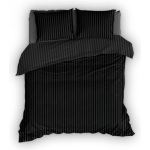 Satin D'or Dekbedovertrek Streep-140x200/220 - Zwart