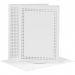 Creotime borduurkaarten met enveloppen karton 6 stuks - Wit