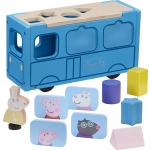 Peppa Pig speelgoedbus junior 23,5 x 8 cm hout 11 delig - Blauw