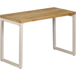 Vidaxl Eettafel 115x55x76 Cm Massief Mangohout En Staal - Marrón