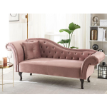 Beliani Lattes Chaise Longue Fluweel 188 X 59 Cm - Rosa