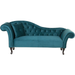 Beliani Lattes Chaise Longue Fluweel 188 X 59 Cm - Blauw