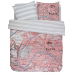 Covers & Co Dekbedovertrek Paris Citymap-140x200/220 - Roze