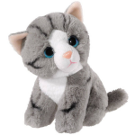 Pluche Grijze Kat/poes Knuffel 14 Cm - Katten/poezen Artikelen - Huisdieren Knuffels - Speelgoed Voor Kinderen - Grijs