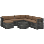 Vidaxl 9-delige Loungeset Pallet Met Kussens Massief Grenenhout - Bruin