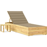 Vidaxl Ligbed Met Tafeltje En Kussen Geïmpregneerd Grenenhout - Beige