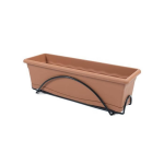 Plastiken Jardiniere 60x20cm Met Dienblad En Balkonsteun - Terracotta - Bruin