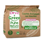 Liefde En Pure Nature Ongebleekte Hypoallergene Luiers - Gecertificeerd Ecolabel T5 X 33 (11 Tot 25 Kilo) - Groen