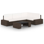 Vidaxl 5-delige Loungeset Met Kussens Poly Rattan - Bruin