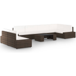 Vidaxl 8-delige Loungeset Met Kussens Poly Rattan - Bruin