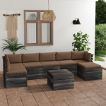 Vidaxl 8-delige Loungeset Met Kussens Pallet Massief Grenenhout - Bruin