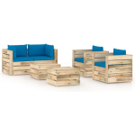 Vidaxl 6-delige Loungeset Met Kussens Geïmpregneerd Hout - Blauw