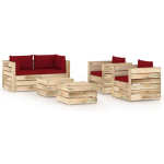 Vidaxl 6-delige Loungeset Met Kussens Geïmpregneerd Hout - Rood