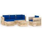 Vidaxl 6-delige Loungeset Met Kussens Geïmpregneerd Hout - Blauw