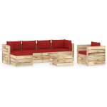 Vidaxl 7-delige Loungeset Met Kussens Geïmpregneerd Hout - Rood