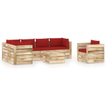 Vidaxl 7-delige Loungeset Met Kussens Geïmpregneerd Hout - Rood