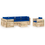 Vidaxl 7-delige Loungeset Met Kussens Geïmpregneerd Hout - Blauw