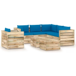 Vidaxl 8-delige Loungeset Met Kussens Geïmpregneerd Hout - Blauw