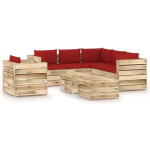 Vidaxl 8-delige Loungeset Met Kussens Geïmpregneerd Hout - Rood