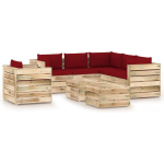 Vidaxl 8-delige Loungeset Met Kussens Geïmpregneerd Hout - Rood