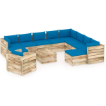 Vidaxl 12-delige Loungeset Met Kussens Geïmpregneerd Hout - Blauw