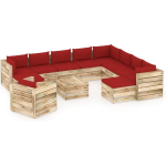 Vidaxl 12-delige Loungeset Met Kussens Geïmpregneerd Hout - Rood