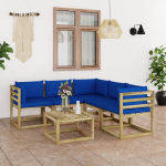 Vidaxl 6-delige Loungeset Mete Kussens - Blauw