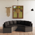 Vidaxl 4-delige Loungeset Met Kussens Poly Rattan - Grijs