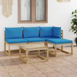 Vidaxl 5-delige Loungeset Met Lichte Kussens - Blauw