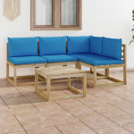 Vidaxl 5-delige Loungeset Met Lichte Kussens - Blauw