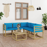 Vidaxl 6-delige Loungeset Met Lichte Kussens - Blauw