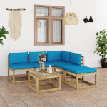 Vidaxl 6-delige Loungeset Met Lichte Kussens - Blauw