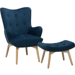 Beliani Vejle - Fauteuil Met Hocker--fluweel - Blauw