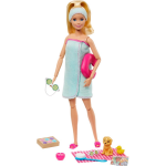 Barbie wellness spa pop blond met puppy en accessoires 10 delig