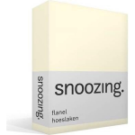 Snoozing Flanel Hoeslaken - 100% Geruwde Flanel-katoen - Lits-jumeaux (200x210/220 Cm) - Ivoor - Wit