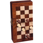 Longfield Games schaakset opklapbaar 25 cm hout/crème - Bruin