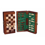 Longfield Games schaakspel opklapbaar 9 x 17 cm hout/wit - Bruin